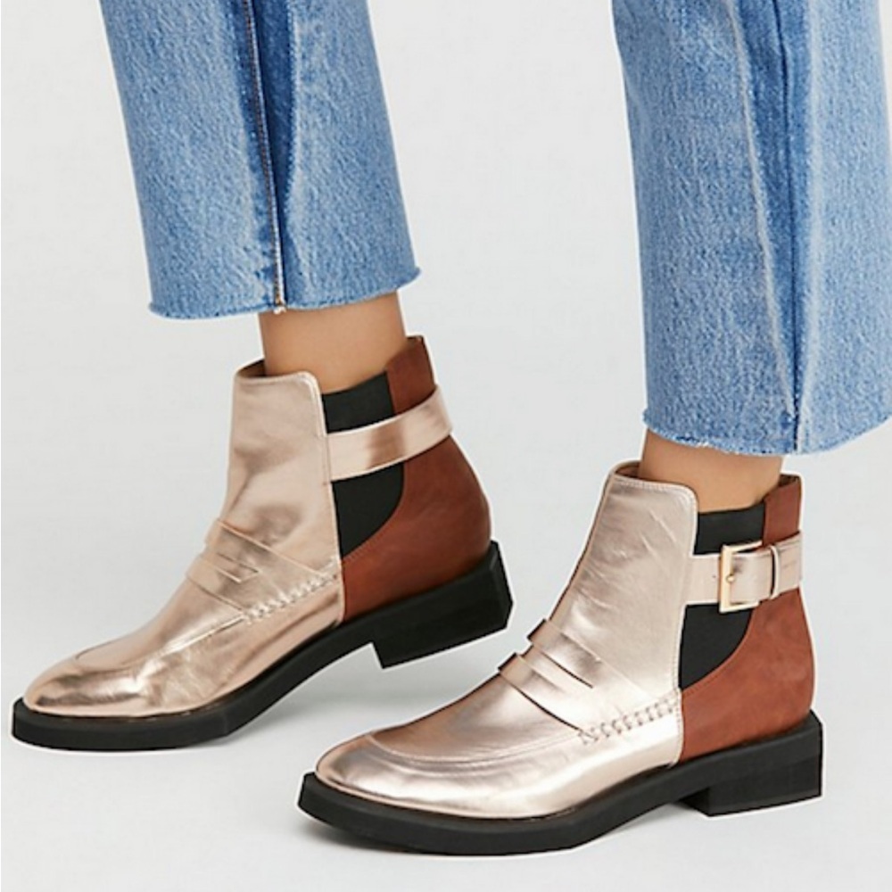 Free People Vegan Leather Penny Loafer Chelsea Ankle Boots Size 10